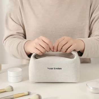 Geantă de machiaj personalizabilă din pânză de bumbac naturală, pentru călătorii, reutilizabilă, durabilă, geantă de toaletă pentru femei