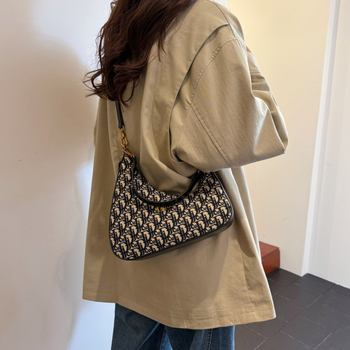 Geantă Dumpling cu broderie, geantă retro subraț, mică geantă în formă de lună, pentru femei, model vintage, geantă de umăr și crossbody, lux ușor