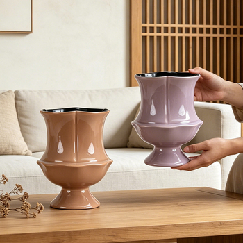 Ghiveci ceramic în stil franțuzesc, înalt, cu glazură lucioasă, design elegant, potrivit pentru Phalaenopsis și Monstera, ghiveci verde pentru decorul livingului