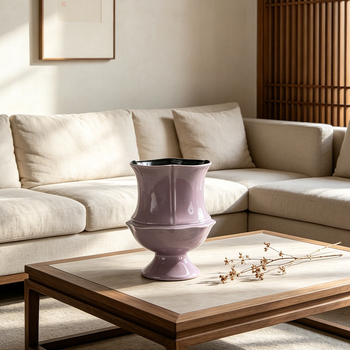 Ghiveci ceramic în stil franțuzesc, înalt, cu glazură lucioasă, design elegant, potrivit pentru Phalaenopsis și Monstera, ghiveci verde pentru decorul livingului