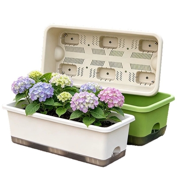 Ghiveci dreptunghiular pentru uz casnic, pentru cultivarea căpșunilor și legumelor pe balcon, jardiniertă lungă pe pervaz, cu irigare automată