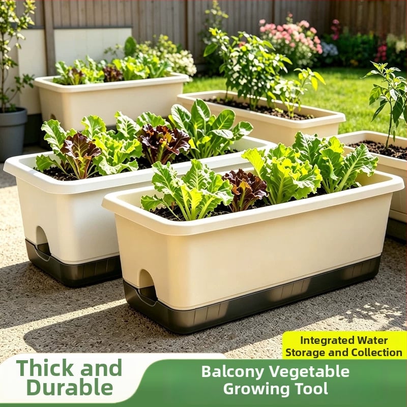 Ghiveci dreptunghiular pentru uz casnic, pentru cultivarea căpșunilor și legumelor pe balcon, jardiniertă lungă pe pervaz, cu irigare automată