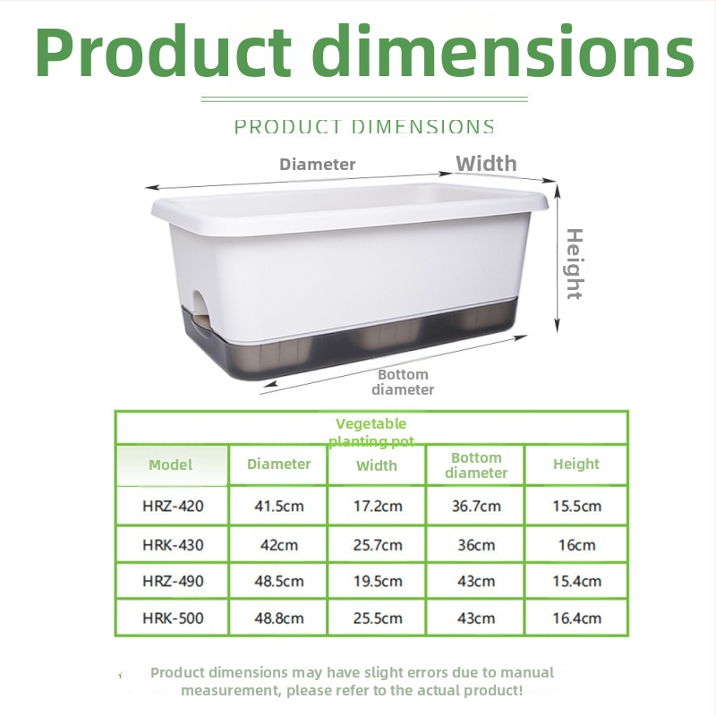 Ghiveci dreptunghiular pentru uz casnic, pentru cultivarea căpșunilor și legumelor pe balcon, jardiniertă lungă pe pervaz, cu irigare automată