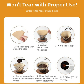 V60 konusos kávéfőző filterpapír kézi készítéshez, élelmiszer-minőségű