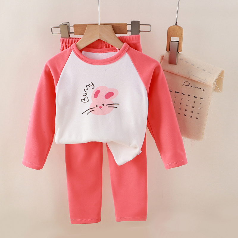 Set pijamale copii, unisex, imprimeu desen animat, material poliester cald, pentru toamnă și iarnă, 3–8 ani.