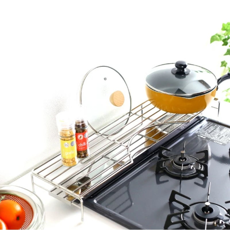 Raft din oțel inoxidabil, rezistent la temperaturi înalte, protecție împotriva stropilor de ulei, potrivit pentru aragaz cu gaz și plită cu inducție, compartiment de ventilație și organizator de condimente