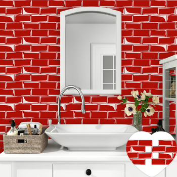 Plăci autoadezive cu model geometric din cristal, culoare solidă, pentru backsplash-ul bucătărie – impermeabile și rezistente la ulei (5+ bucăți)