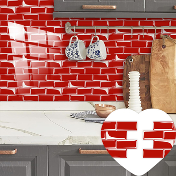 Plăci autoadezive cu model geometric din cristal, culoare solidă, pentru backsplash-ul bucătărie – impermeabile și rezistente la ulei (5+ bucăți)