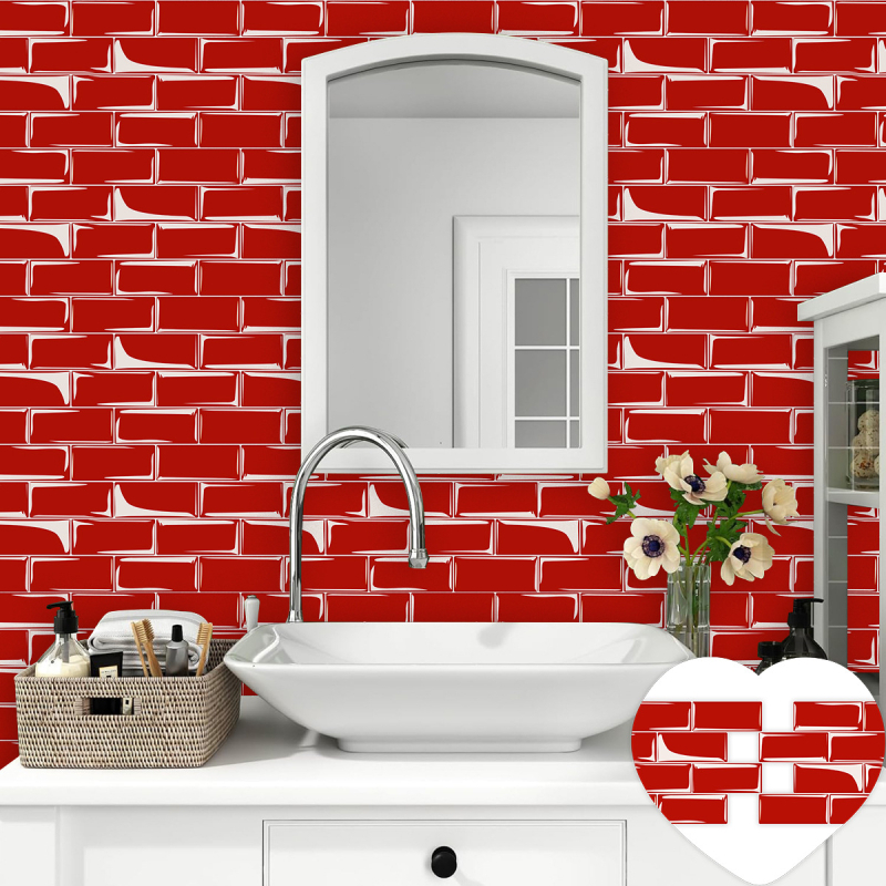 Plăci autoadezive cu model geometric din cristal, culoare solidă, pentru backsplash-ul bucătărie – impermeabile și rezistente la ulei (5+ bucăți)