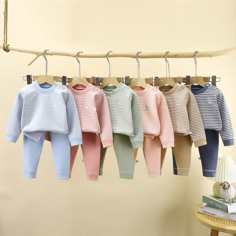 Set termic pentru copii din lână și mătase, țesătură cu două fețe, pijamale cu mânecă lungă și pantaloni, îmbrăcăminte de casă