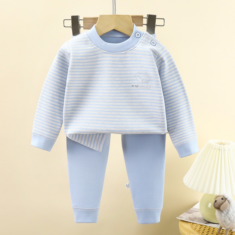 Set termic pentru copii din lână și mătase, țesătură cu două fețe, pijamale cu mânecă lungă și pantaloni, îmbrăcăminte de casă