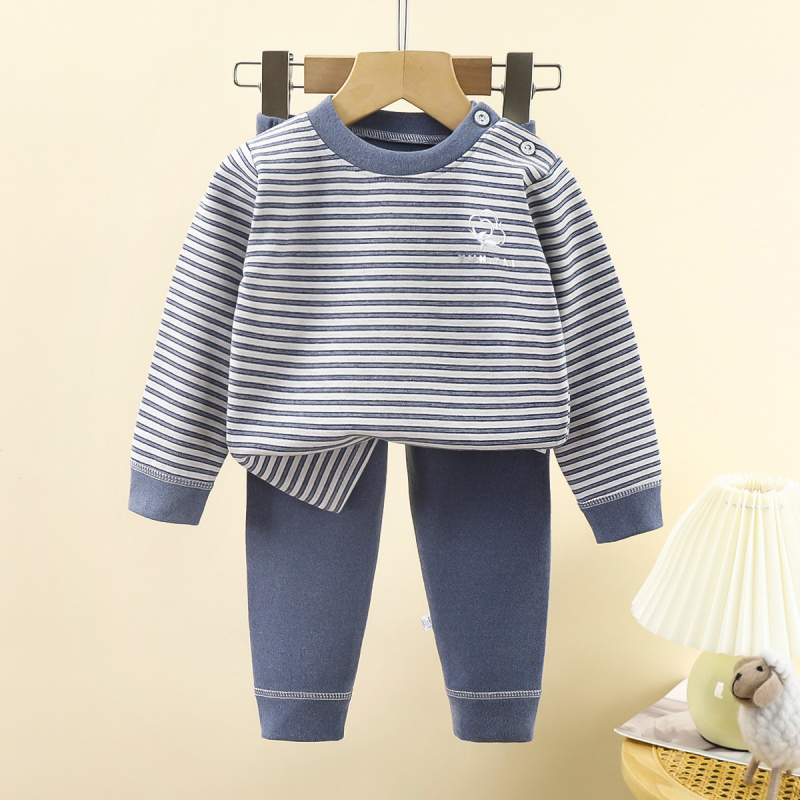 Set termic pentru copii din lână și mătase, țesătură cu două fețe, pijamale cu mânecă lungă și pantaloni, îmbrăcăminte de casă