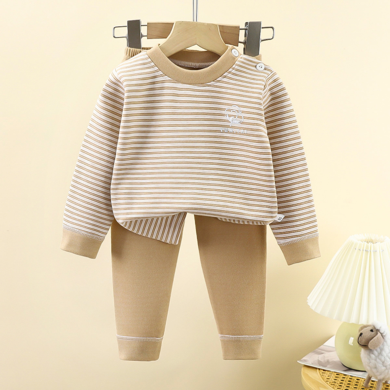 Set termic pentru copii din lână și mătase, țesătură cu două fețe, pijamale cu mânecă lungă și pantaloni, îmbrăcăminte de casă