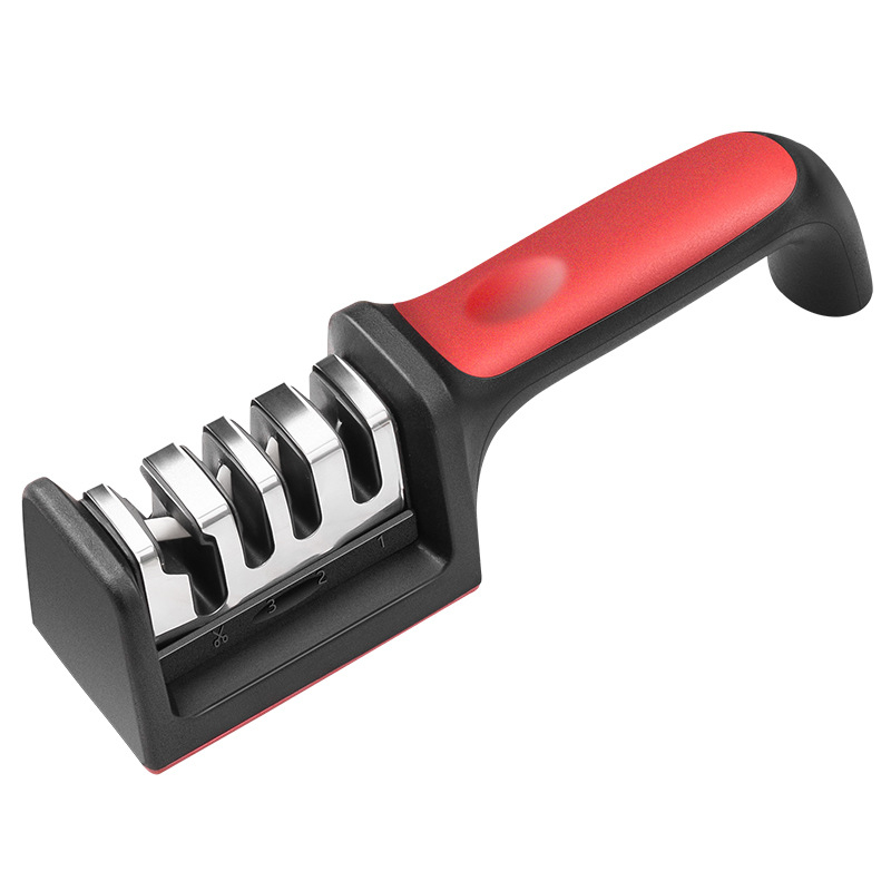 Ascuțitor de cuțite pentru uz casnic, piatră de ascuțit cu patru etape din oțel wolfram, instrument manual multifuncțional de ascuțire
