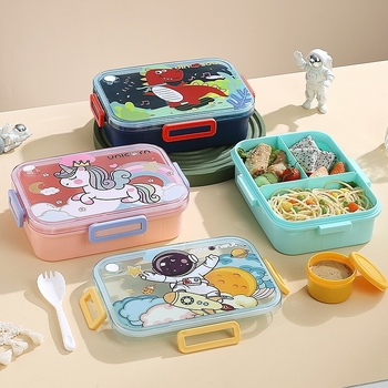 Cutie pentru prânz cu tacâmuri pentru angajați, cutie Bento cu patru compartimente, din oțel inoxidabil, potrivită pentru microunde, de calitate alimentară