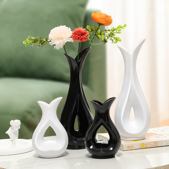 Vază din plastic rezistentă la rupere, decor modern minimalist pentru casă; potrivită pentru aranjamente cu flori uscate în living și la masa de dining.