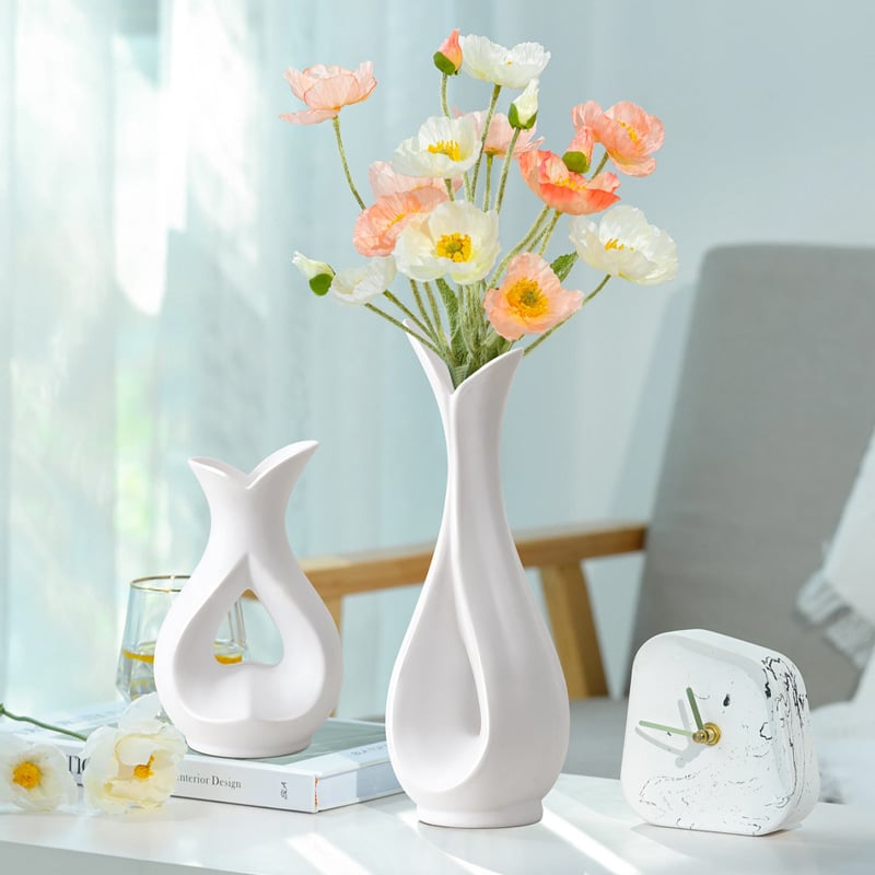 Vază din plastic rezistentă la rupere, decor modern minimalist pentru casă; potrivită pentru aranjamente cu flori uscate în living și la masa de dining.