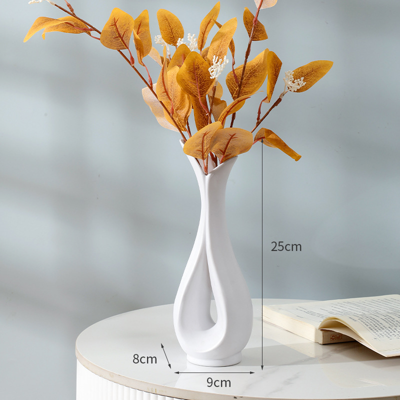 Vază din plastic rezistentă la rupere, decor modern minimalist pentru casă; potrivită pentru aranjamente cu flori uscate în living și la masa de dining.