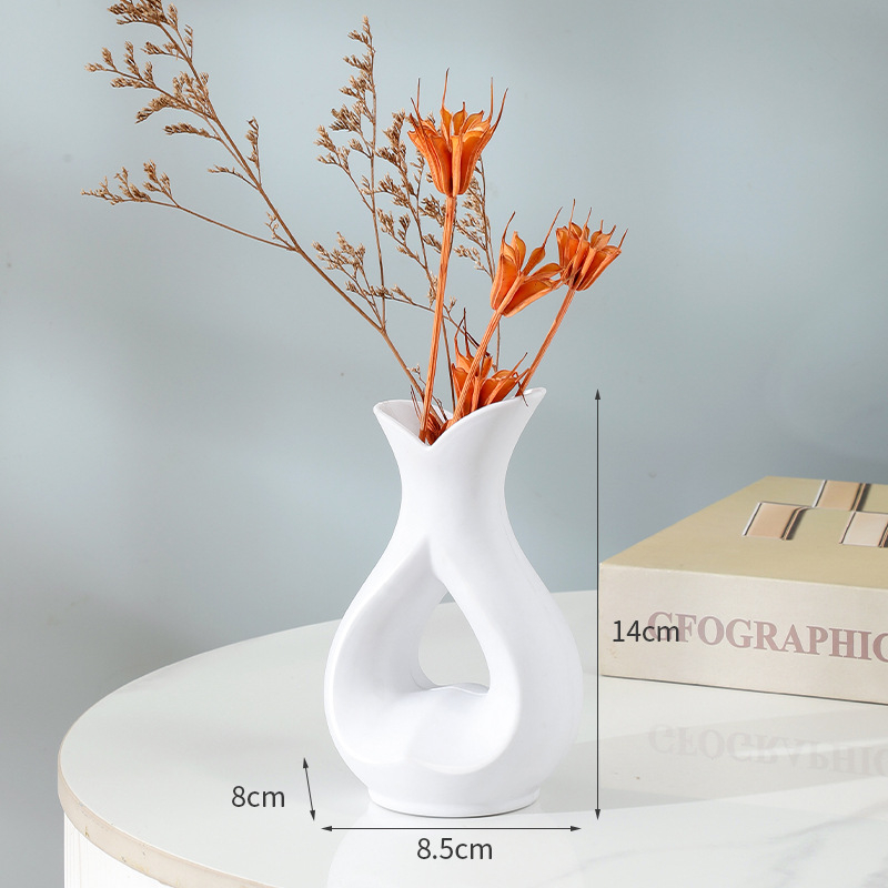 Vază din plastic rezistentă la rupere, decor modern minimalist pentru casă; potrivită pentru aranjamente cu flori uscate în living și la masa de dining.