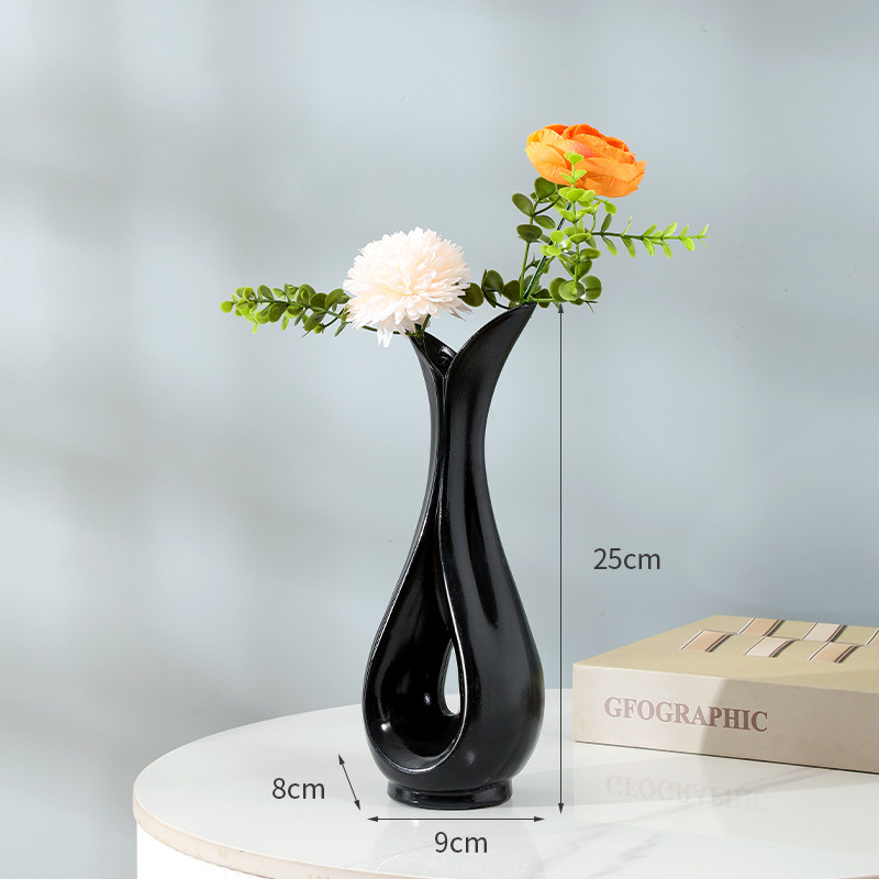 Vază din plastic rezistentă la rupere, decor modern minimalist pentru casă; potrivită pentru aranjamente cu flori uscate în living și la masa de dining.
