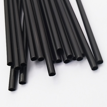 Paie din plastic negru, amestecător pentru cafea din PP, 3 × 130 mm, tub drept pentru cocktail