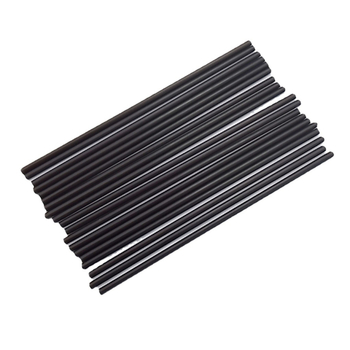 Paie din plastic negru, amestecător pentru cafea din PP, 3 × 130 mm, tub drept pentru cocktail