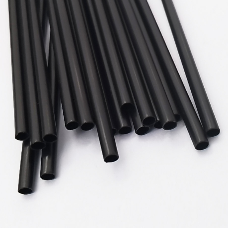 Paie din plastic negru, amestecător pentru cafea din PP, 3 × 130 mm, tub drept pentru cocktail