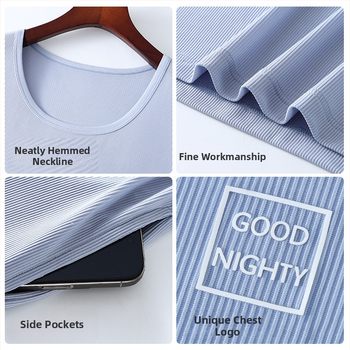 Set de pijama pentru bărbați din ice silk, vestă fără mâneci și șorturi, ușor, respirabil, haine de casă confortabile