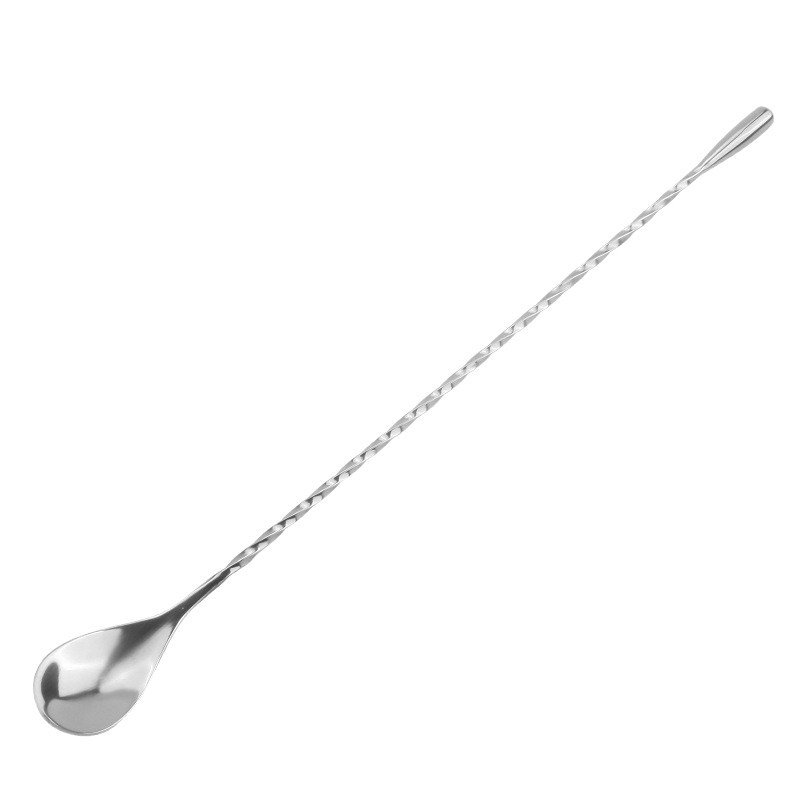 Lingură de bar cu mâner lung, din oțel inoxidabil 304, pentru cocktailuri, cafea și ceai cu lapte — design modern