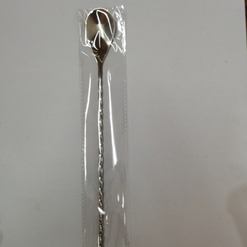 Lingură de bar cu mâner lung, din oțel inoxidabil 304, pentru cocktailuri, cafea și ceai cu lapte — design modern
