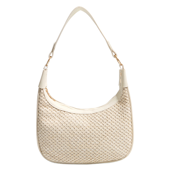 Geantă de damă crossbody în formă de dumpling, din paie, texturată, design unic, primăvara 2026