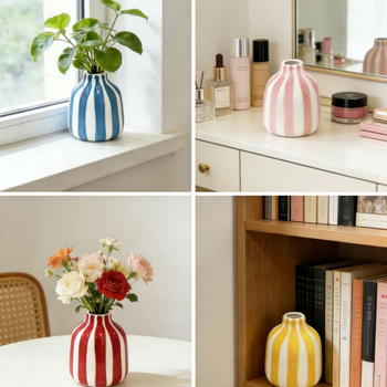 Vază ceramică albastră, stil nordic minimalist, cu model diamant, pentru aranjamente florale, decor sufragerie