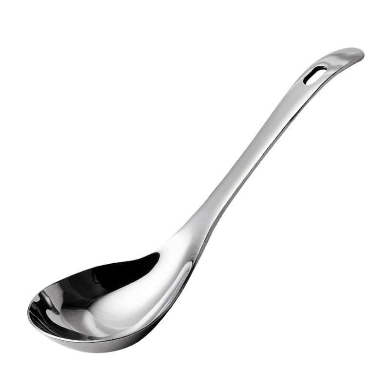 Lingură de supă cu mâner lung în stil național, formă rotundă, oțel inox, stil coreean, mare lingură pentru terci și supă, bucătărie