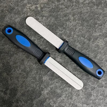 Ascuțitor manual cu mâner din diamant, pentru cuțite și unelte de grădină, suprafață ceramică