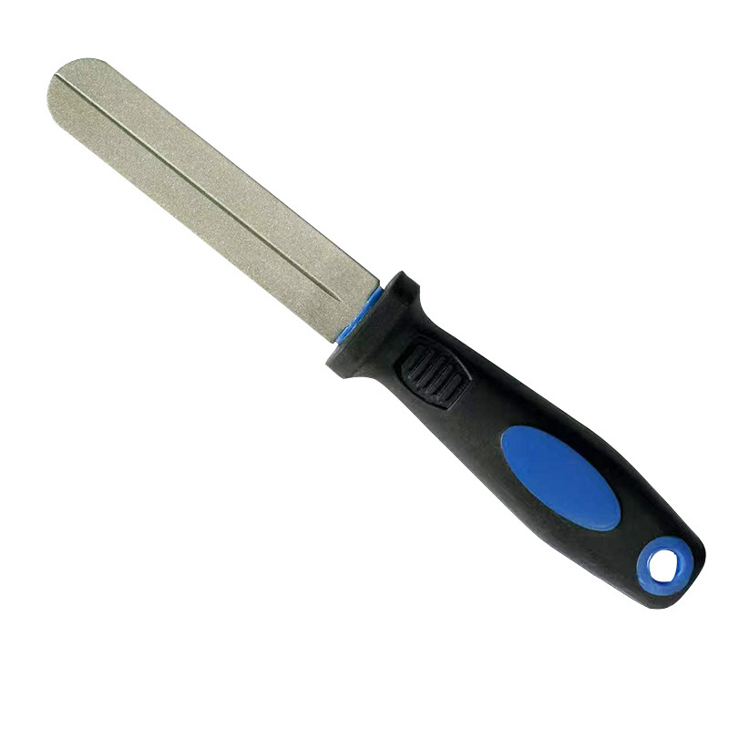 Ascuțitor manual cu mâner din diamant, pentru cuțite și unelte de grădină, suprafață ceramică