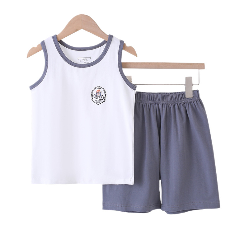 Set de vară pentru copii fără mâneci, ușor, din bumbac-lycra, unisex, 3–8 ani