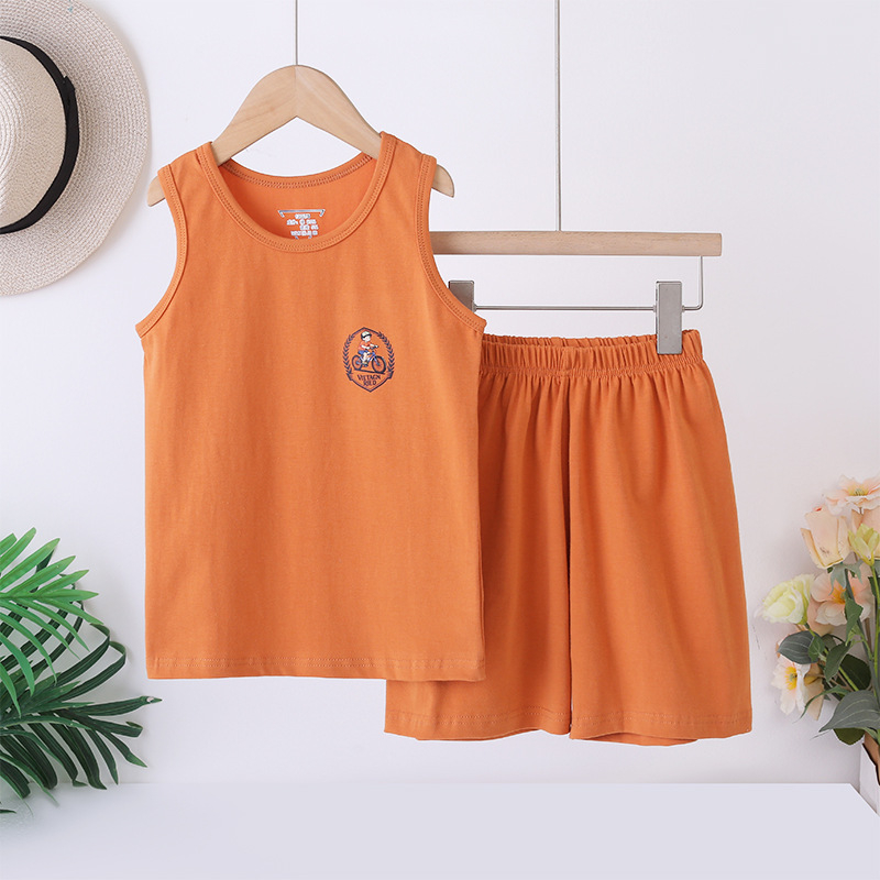 Set de vară pentru copii fără mâneci, ușor, din bumbac-lycra, unisex, 3–8 ani