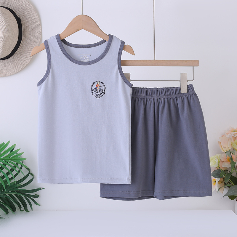 Set de vară pentru copii fără mâneci, ușor, din bumbac-lycra, unisex, 3–8 ani