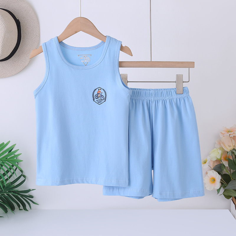 Set de vară pentru copii fără mâneci, ușor, din bumbac-lycra, unisex, 3–8 ani