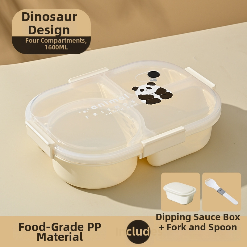 Študentský delený obedár, vhodný do mikrovlnnej rúry, prenosný štvorpriehradkový uzavretý plastový bento box