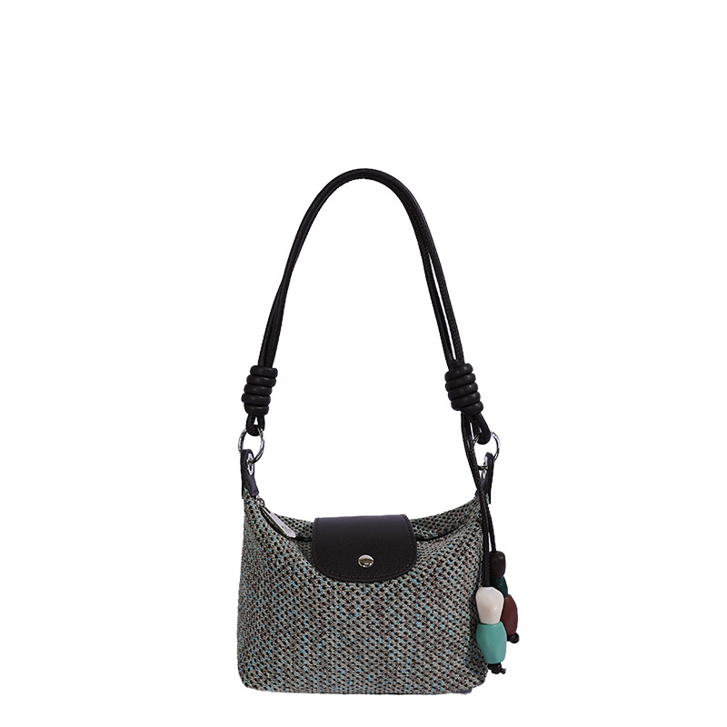 Geantă pentru femei din țesătură, design de nișă, Geantă Dumpling cu senzație de lux, stil coreean, geantă de umăr țesută, crossbody casual pentru utilizare zilnică
