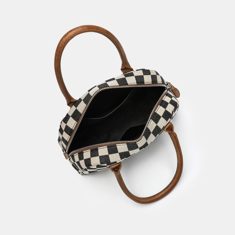 Geantă de damă din PU, cu curea de umăr și crossbody, model carouri, stil casual, geantă structurată toamnă-iarnă