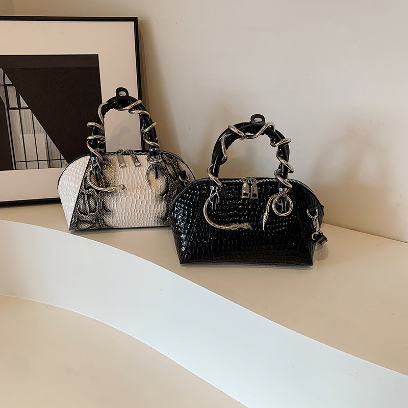 Geantă de femei din PU cu textură piatră, retro și versatilă, crossbody și mână