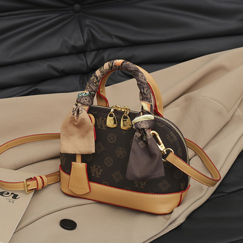Geantă de tip scoică cu imprimeu monogram în culori contrastante, din PU, pentru femei, poșetă de umăr și crossbody