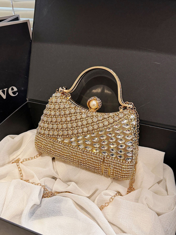 Geantă de seară decorată cu diamante, în stil vestimentar occidental, geantă de mână cu ciucuri și crossbody pentru femei