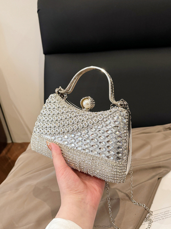 Geantă de seară decorată cu diamante, în stil vestimentar occidental, geantă de mână cu ciucuri și crossbody pentru femei