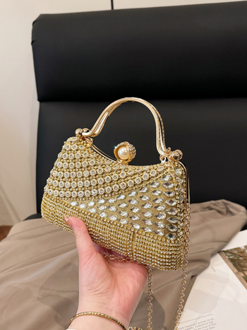 Geantă de seară decorată cu diamante, în stil vestimentar occidental, geantă de mână cu ciucuri și crossbody pentru femei