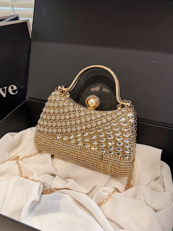 Geantă de seară decorată cu diamante, în stil vestimentar occidental, geantă de mână cu ciucuri și crossbody pentru femei