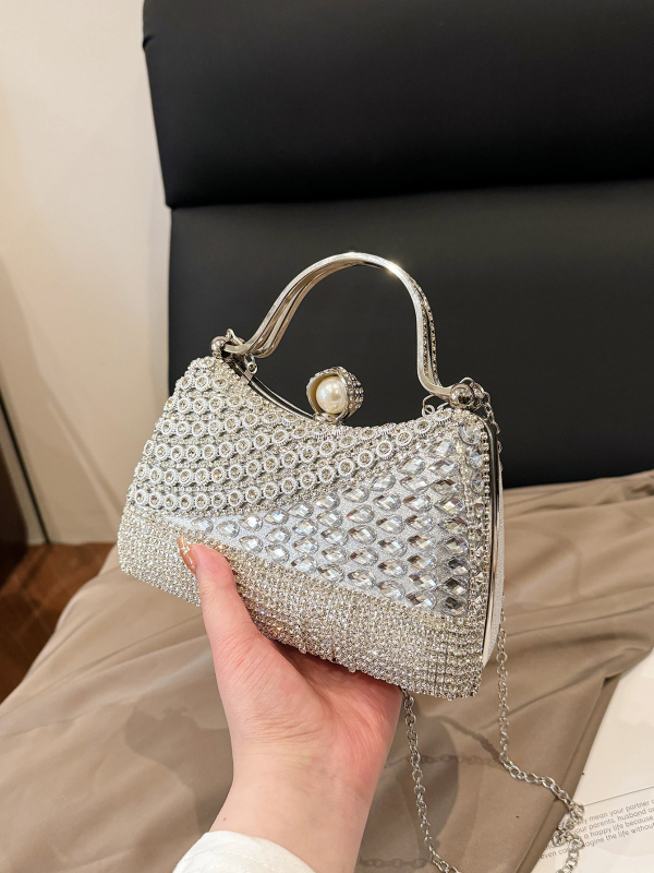 Geantă de seară decorată cu diamante, în stil vestimentar occidental, geantă de mână cu ciucuri și crossbody pentru femei