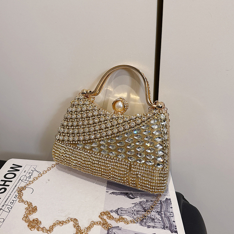 Geantă de seară decorată cu diamante, în stil vestimentar occidental, geantă de mână cu ciucuri și crossbody pentru femei